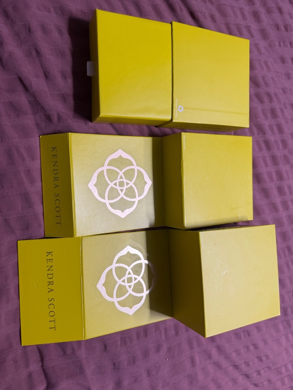 Kendra Scott Bright Yellow Jewelry Boxes with White Ribbons and Gift Bags - Picture 8 of 14